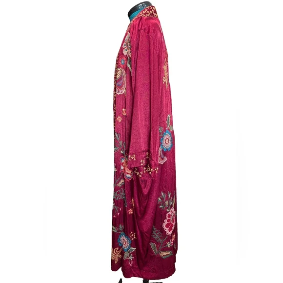 NWT JOHNNY WAS Messine Long Kimono Coat Embroidered Floral Pomegranate - Picture 4 of 15